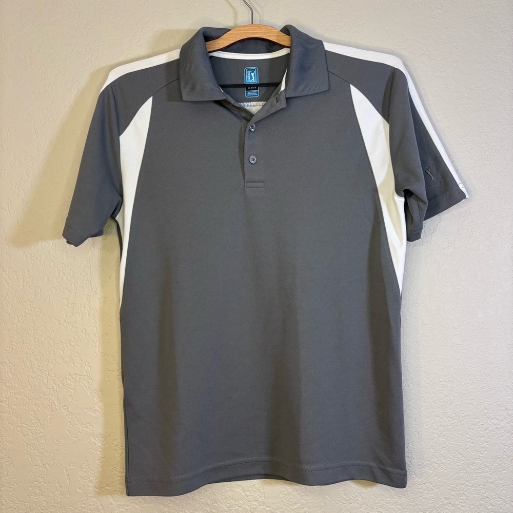 PGA Tour Charcoal Polo with White Panels Size L